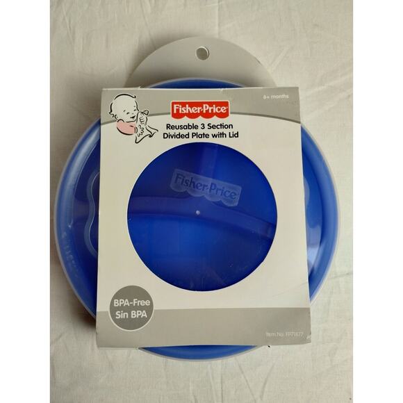 3 Fisher Price Reusable Three Section Divided Plates with 12 Forks Spoons - Picture 4 of 10